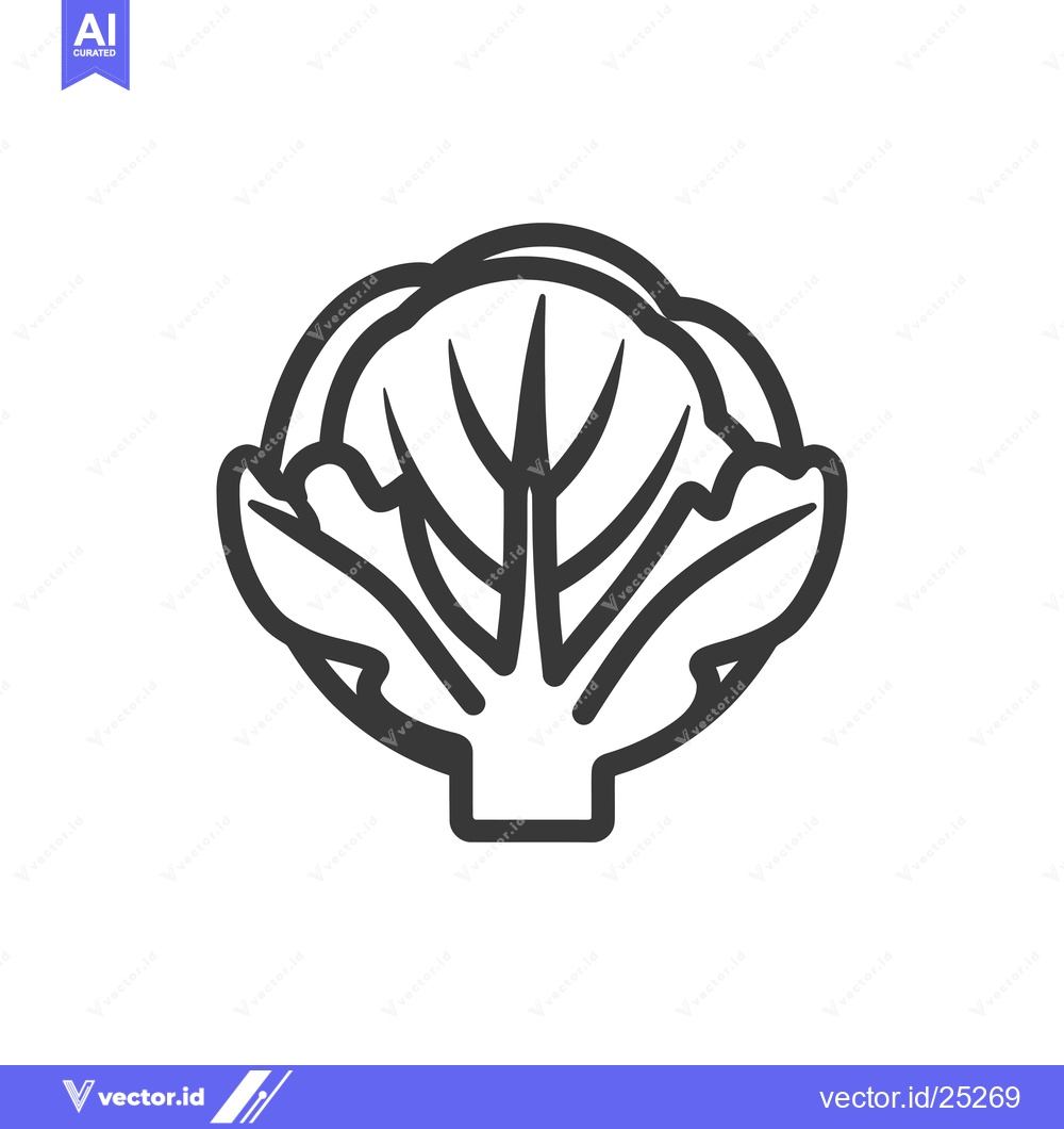 Premium Vector of Black and White Line Drawing of a Cabbage