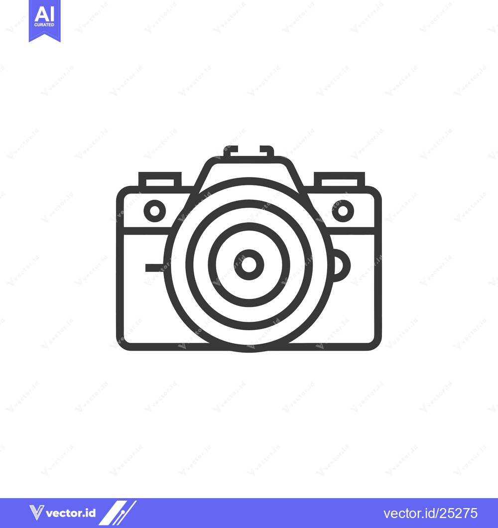 Premium Vector of Black and White Line Drawing of a Camera
