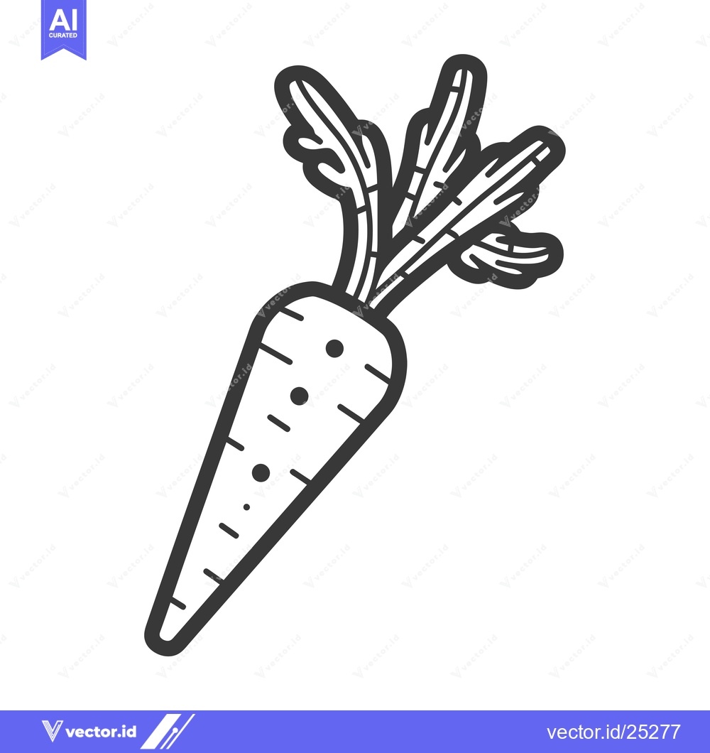 Premium Vector of Black and White Line Drawing of a Carrot
