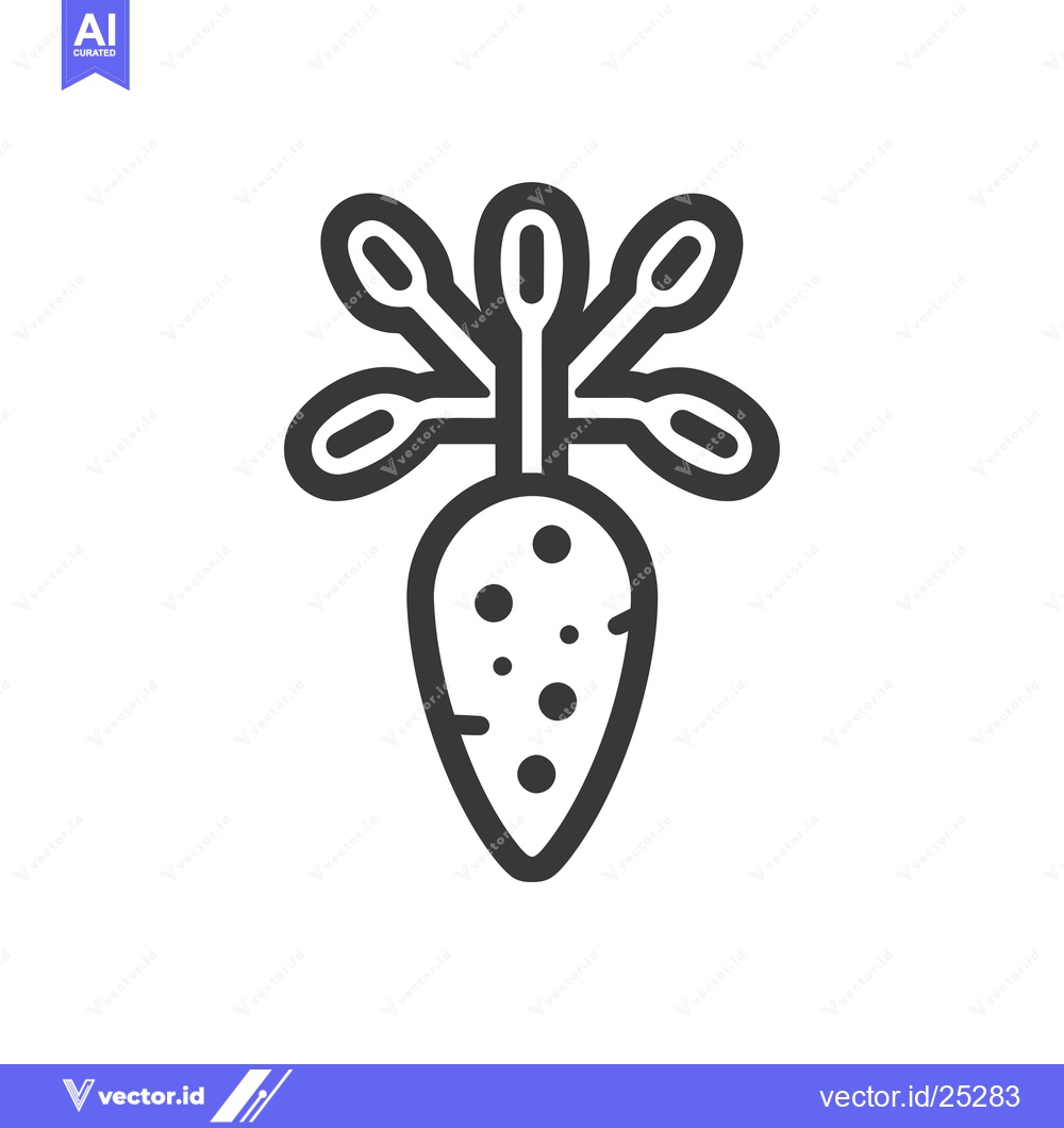 Premium Vector dari Black and White Line Drawing of a Carrot with Multiple Roots
