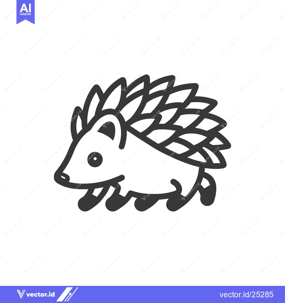 Premium Vector dari Black and White Line Drawing of a Cartoon Hedgehog