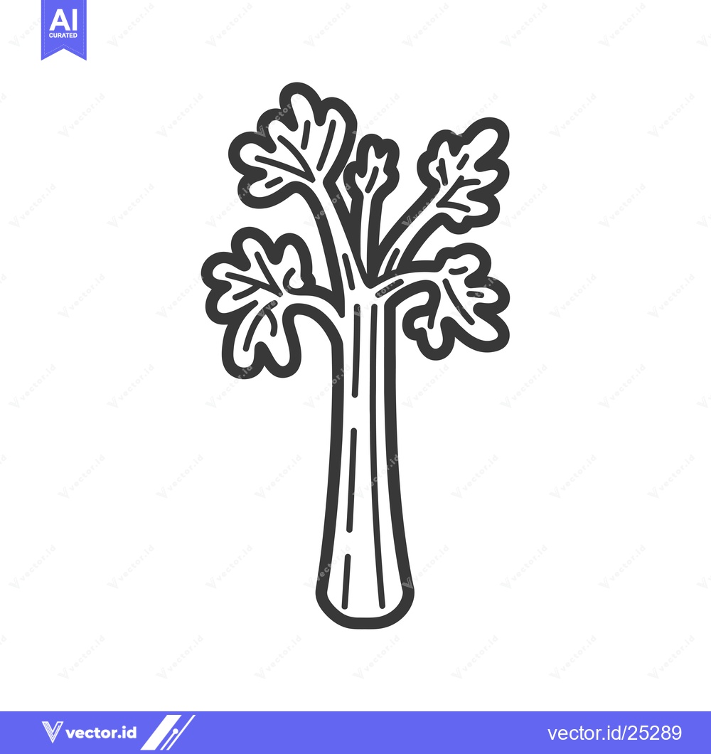 Premium Vector dari Black and White Line Drawing of a Celery Stalk