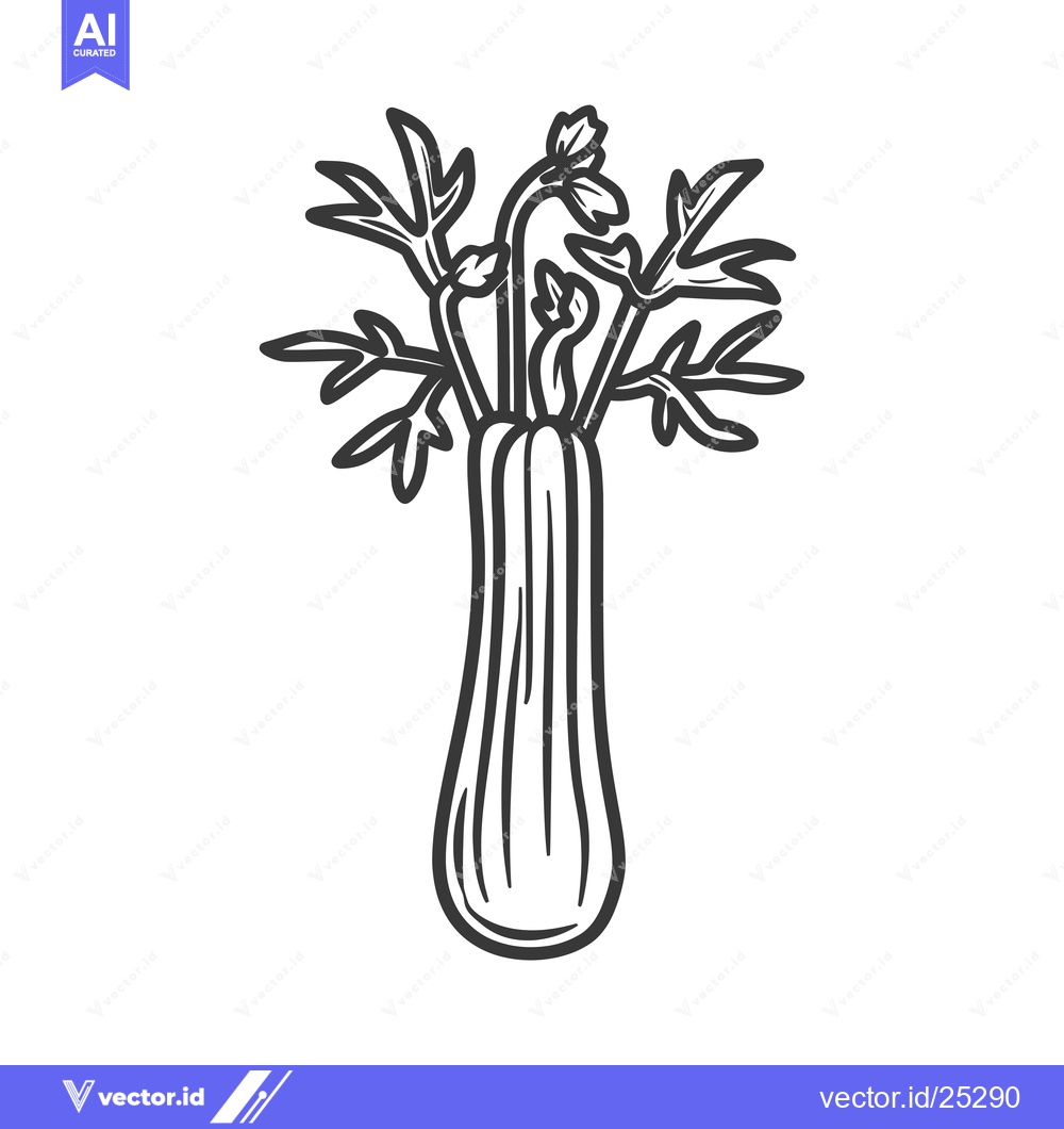 Premium Vector dari Black and White Line Drawing of a Celery Stalk