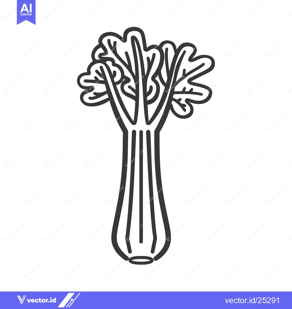 Premium Vector dari Black and White Line Drawing of a Celery Stalk