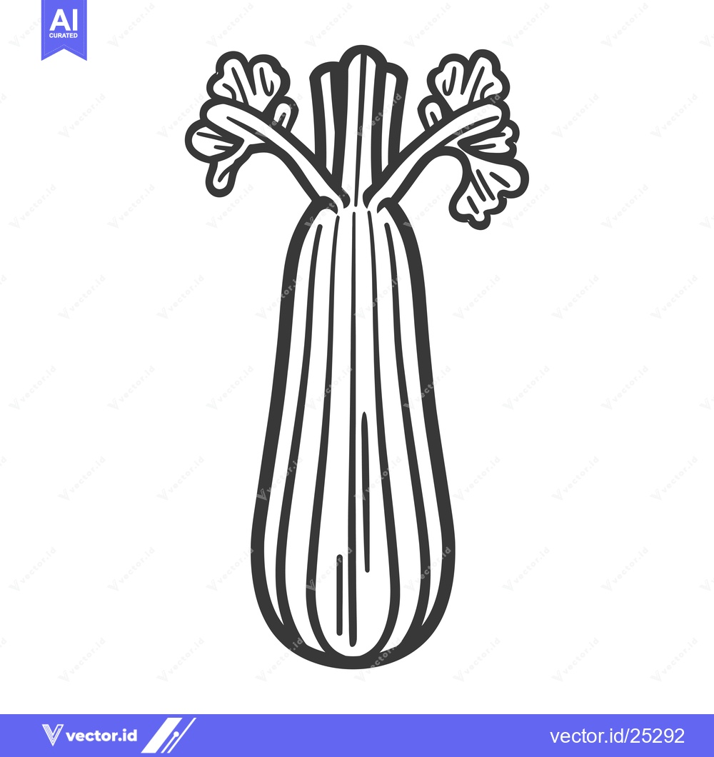 Premium Vector dari Black and White Line Drawing of a Celery Stalk