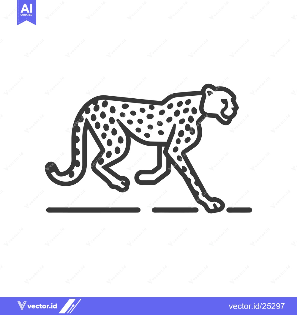 Premium Vector dari Black and White Line Drawing of a Cheetah Walking