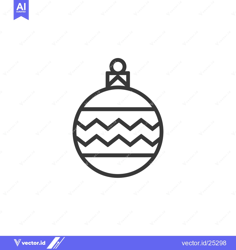 Premium Vector of Black and White Line Drawing of a Christmas Ornament