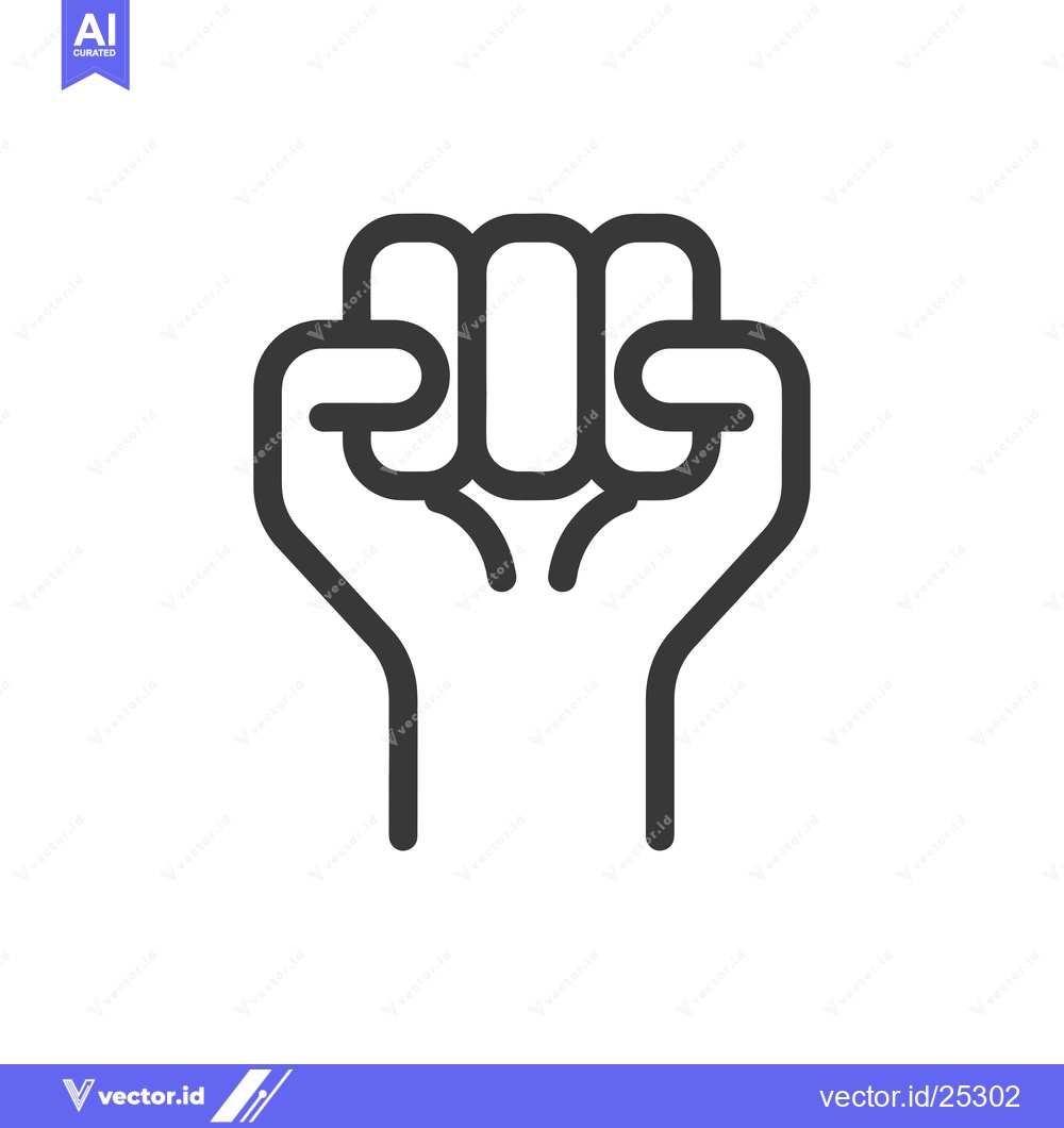 Premium Vector of Black and white line drawing of a clenched fist