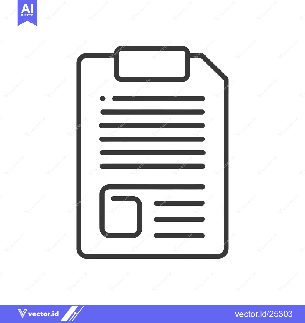 Premium Vector dari Black and White Line Drawing of a Clipboard with Paper