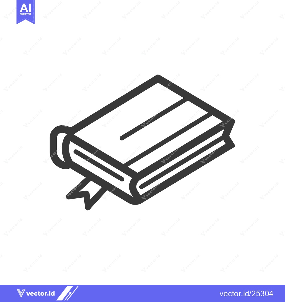 Premium Vector of Black and White Line Drawing of a Closed Book with a Bookmark