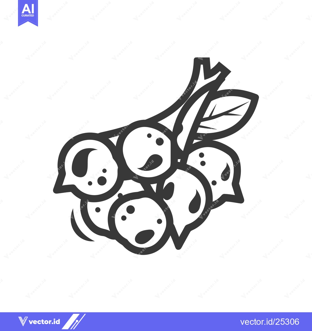Premium Vector of Black and white line drawing of a cluster of berries on a stem