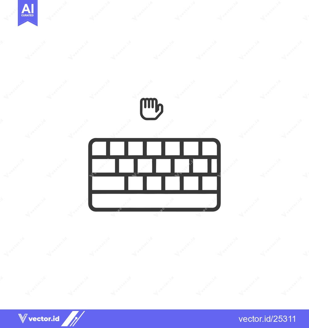 Premium Vector of Black and White Line Drawing of a Computer Keyboard with a Hand Cursor