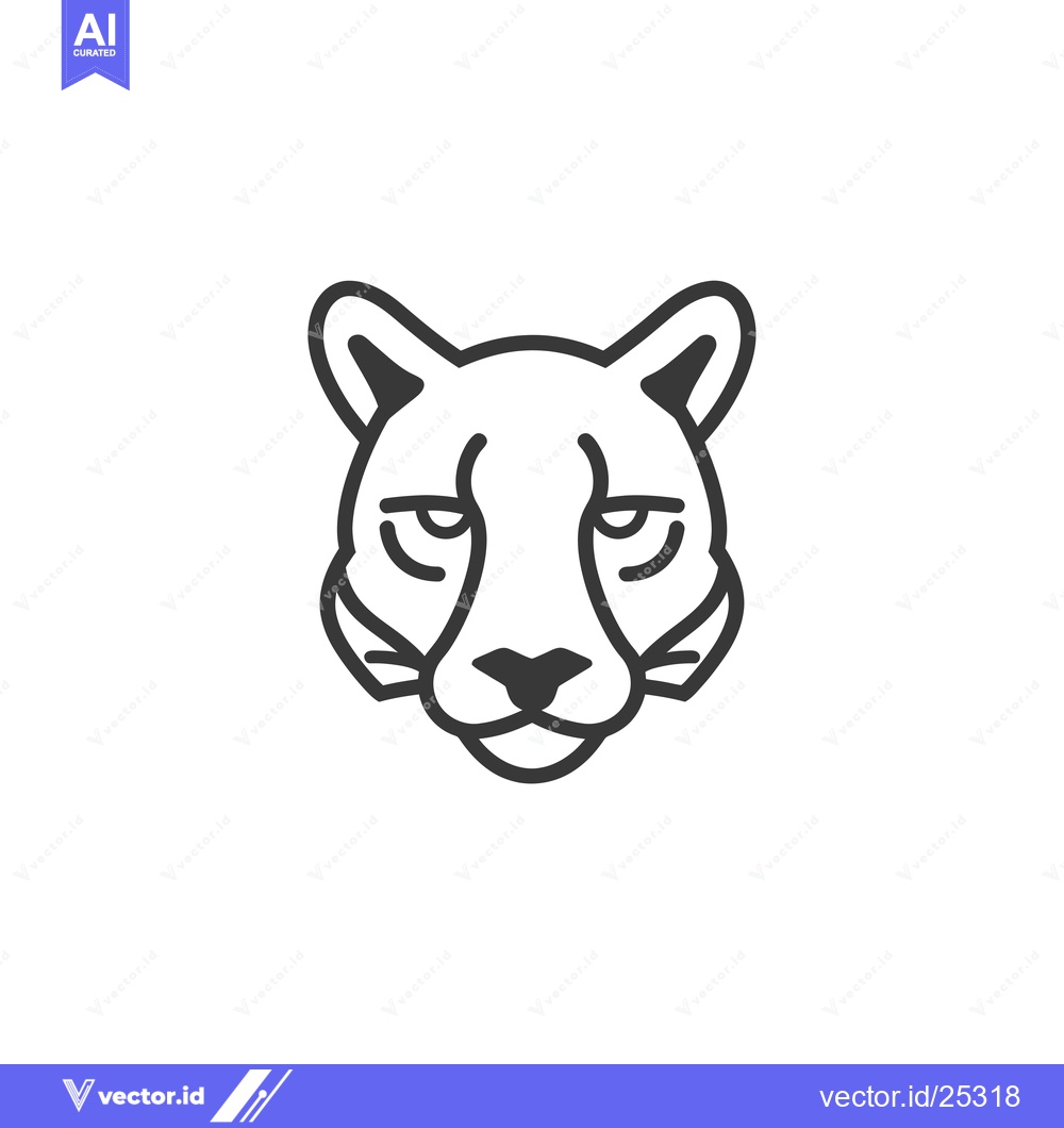 Premium Vector of Black and white line drawing of a cougar's head