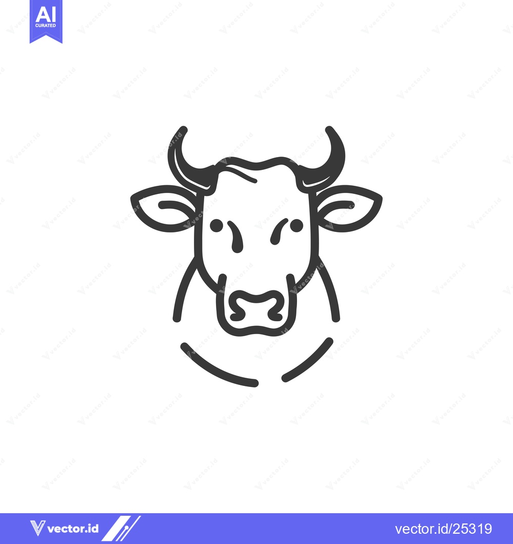 Premium Vector dari Black and White Line Drawing of a Cow's Head