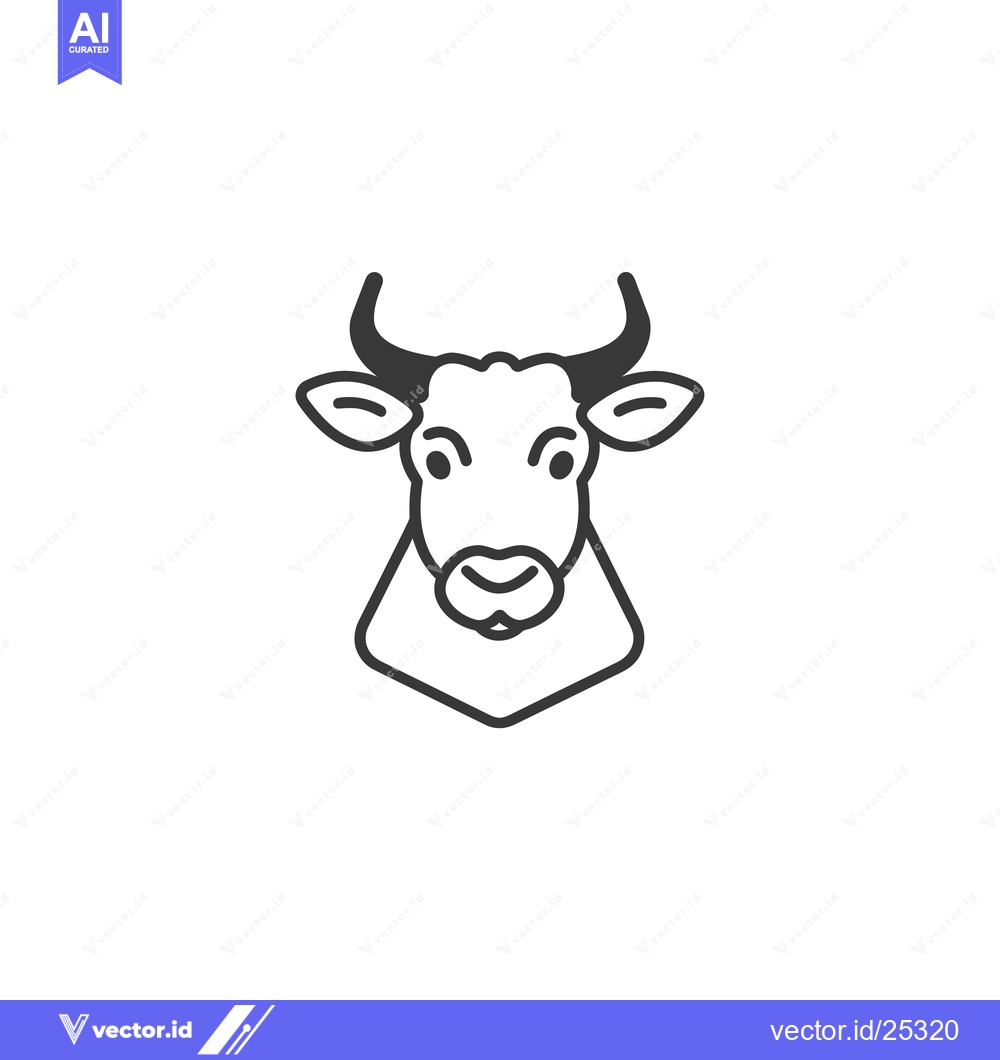 Premium Vector of Black and White Line Drawing of a Cow's Head