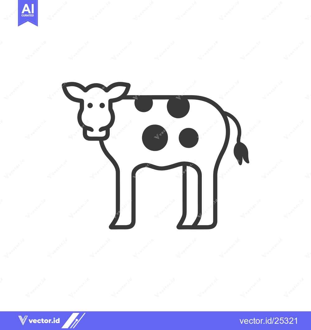Premium Vector dari Black and White Line Drawing of a Cow with Spots