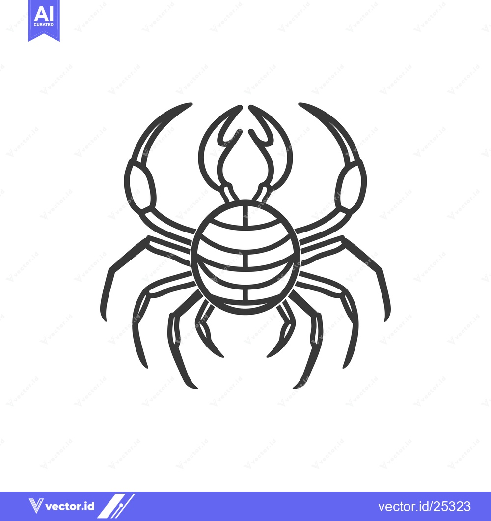 Premium Vector of Black and White Line Drawing of a Crab