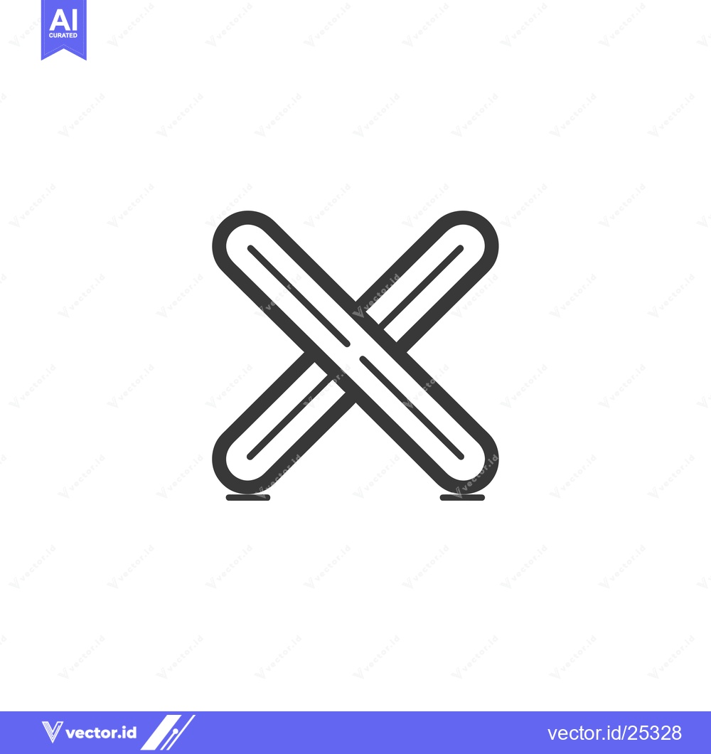 Premium Vector of Black and White Line Drawing of a Crossed Pair of Sticks
