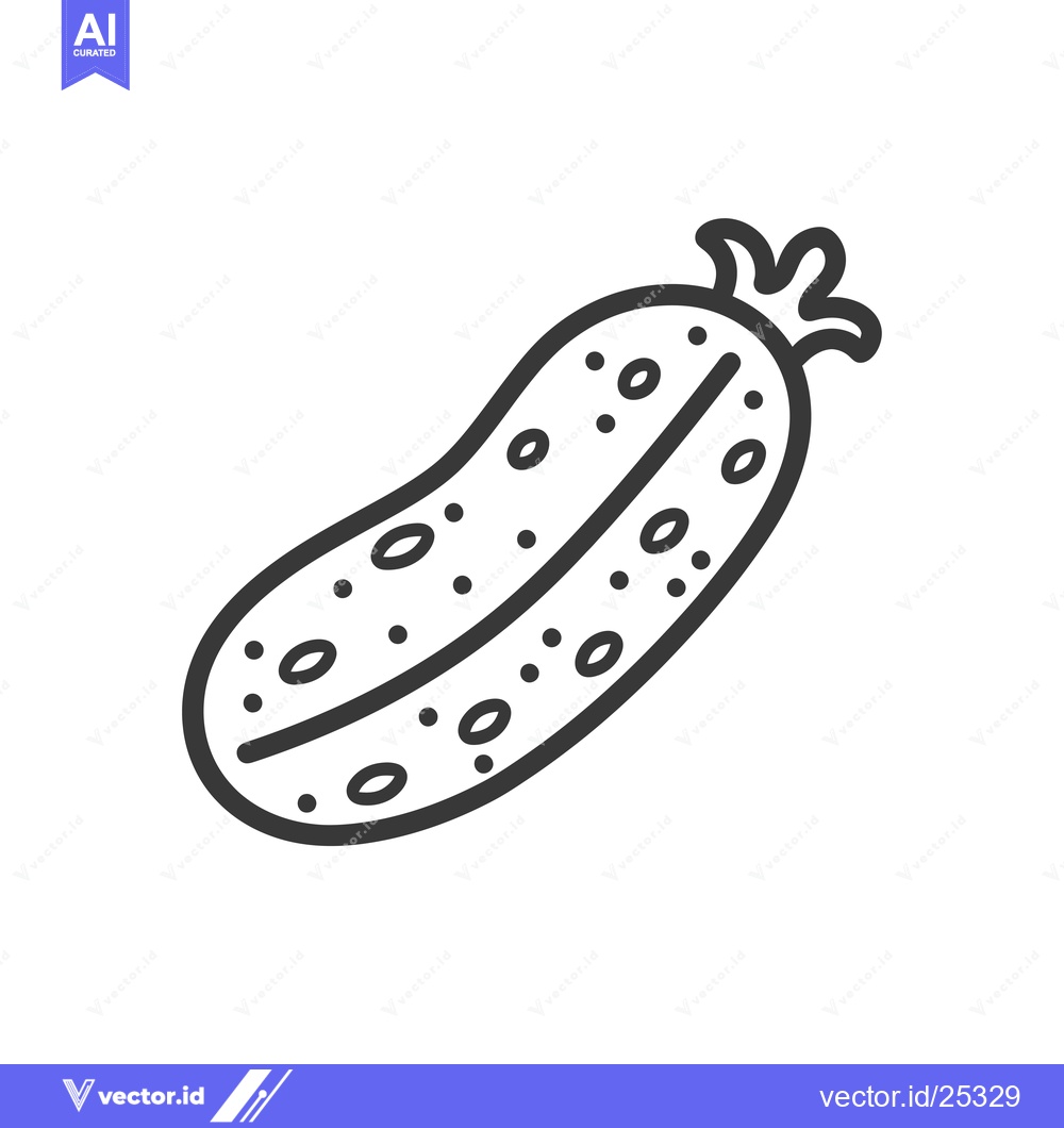 Premium Vector of Black and White Line Drawing of a Cucumber