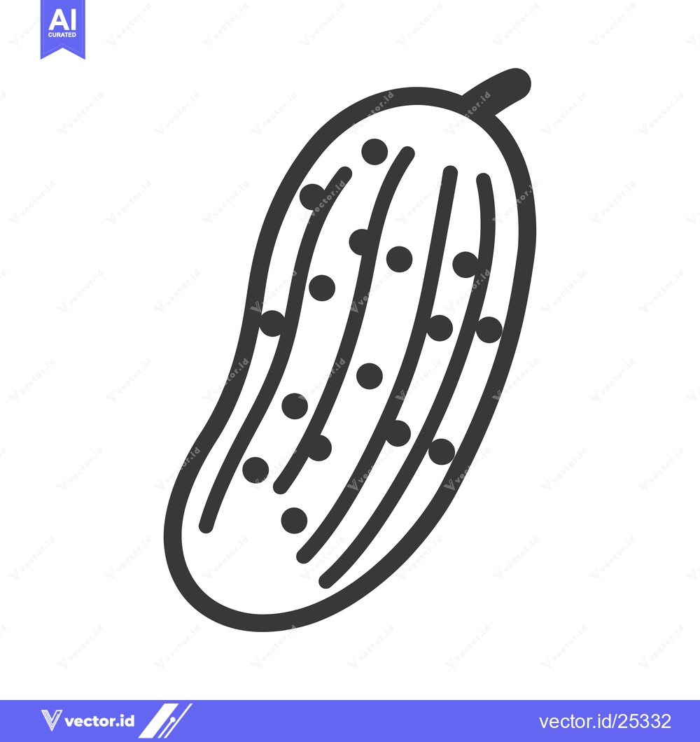 Premium Vector dari Black and white line drawing of a cucumber with bumps