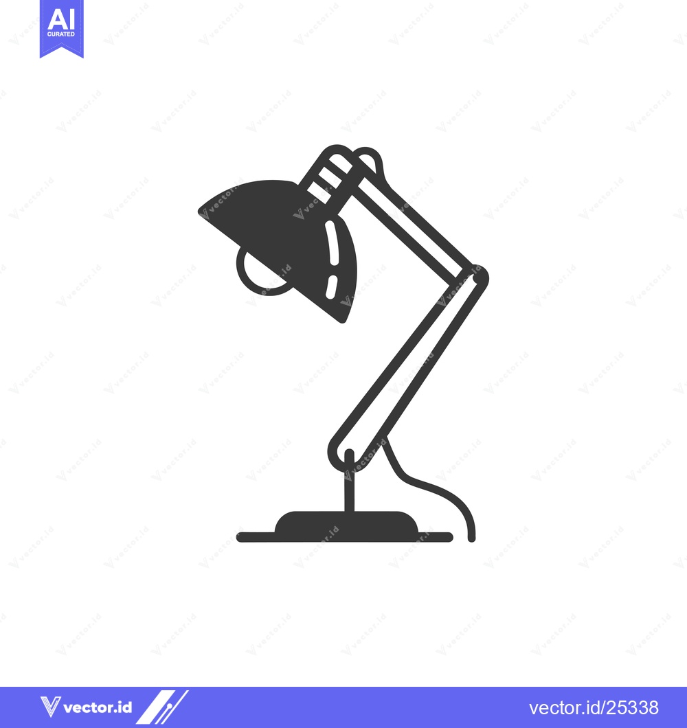 Premium Vector of Black and white line drawing of a desk lamp