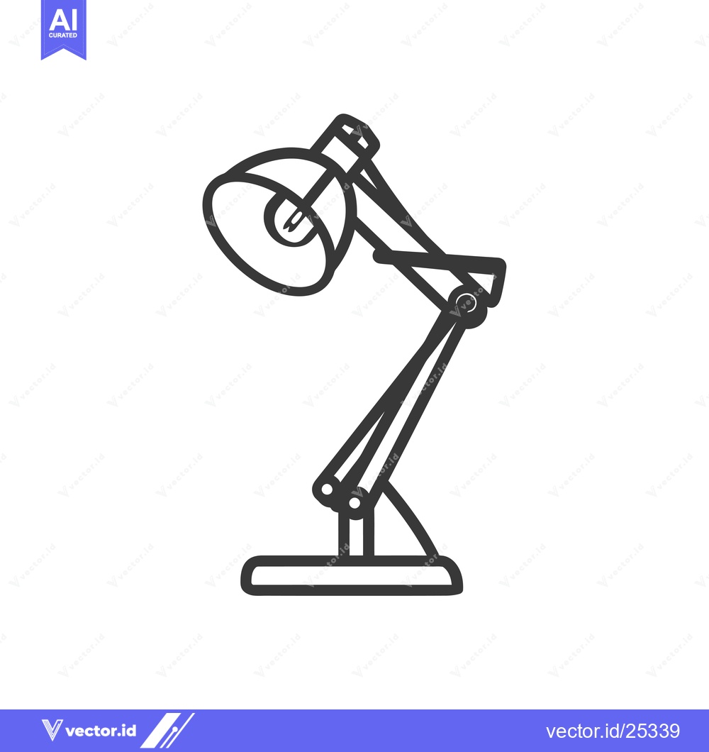 Premium Vector of Black and white line drawing of a desk lamp