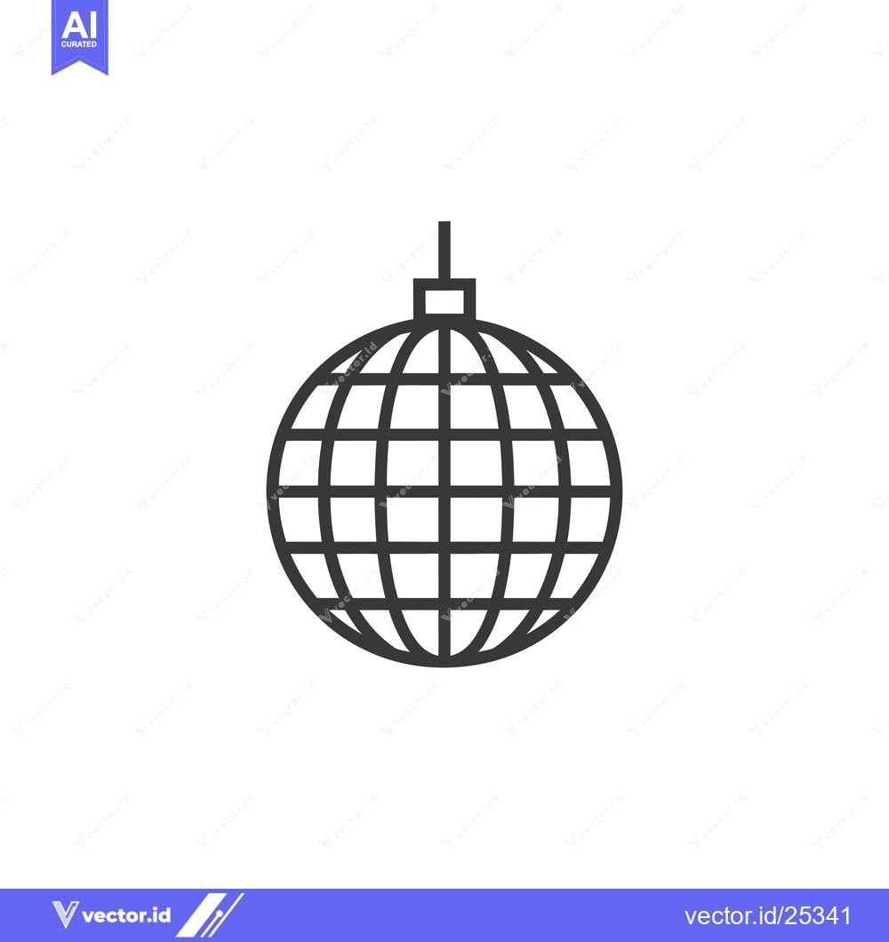 Premium Vector dari Black and white line drawing of a disco ball