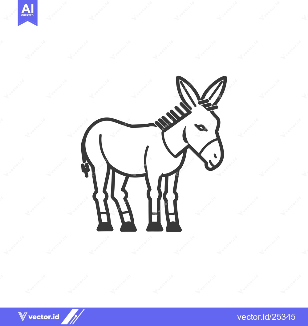 Premium Vector dari Black and White Line Drawing of a Donkey