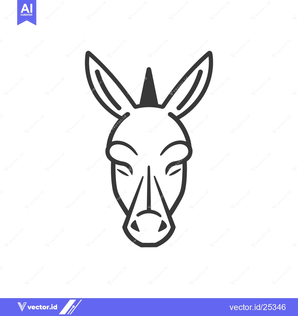 Premium Vector dari Black and White Line Drawing of a Donkey's Head