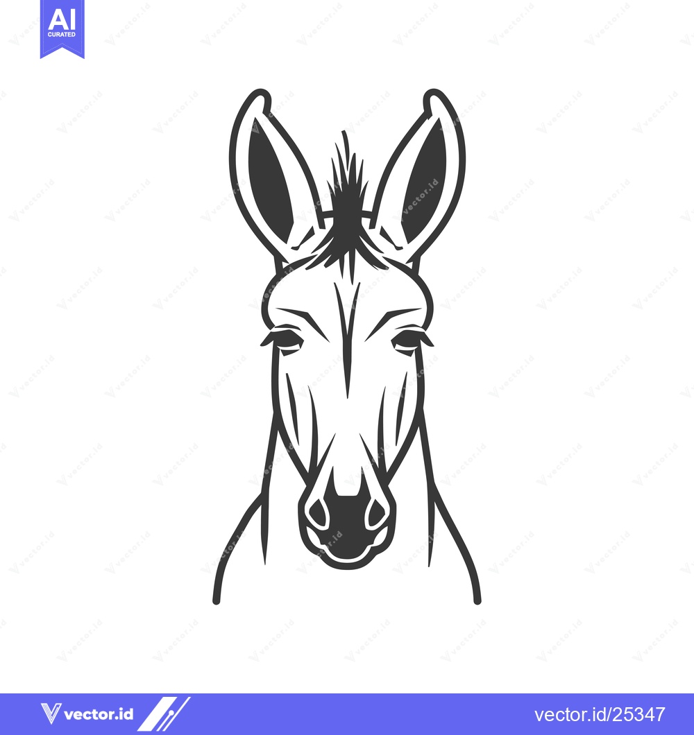 Premium Vector dari Black and White Line Drawing of a Donkey's Head