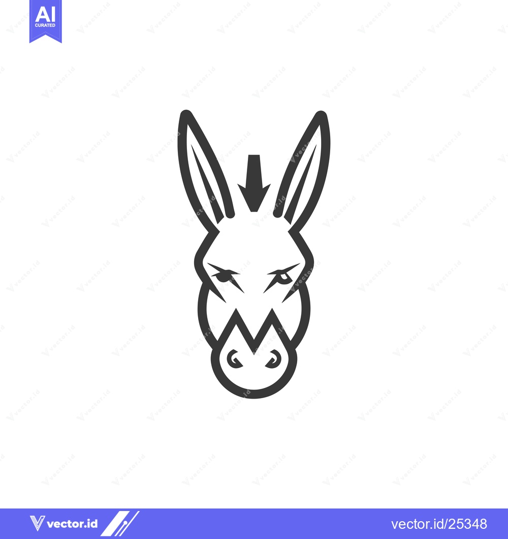 Premium Vector of Black and White Line Drawing of a Donkey's Head with an Arrow on Top