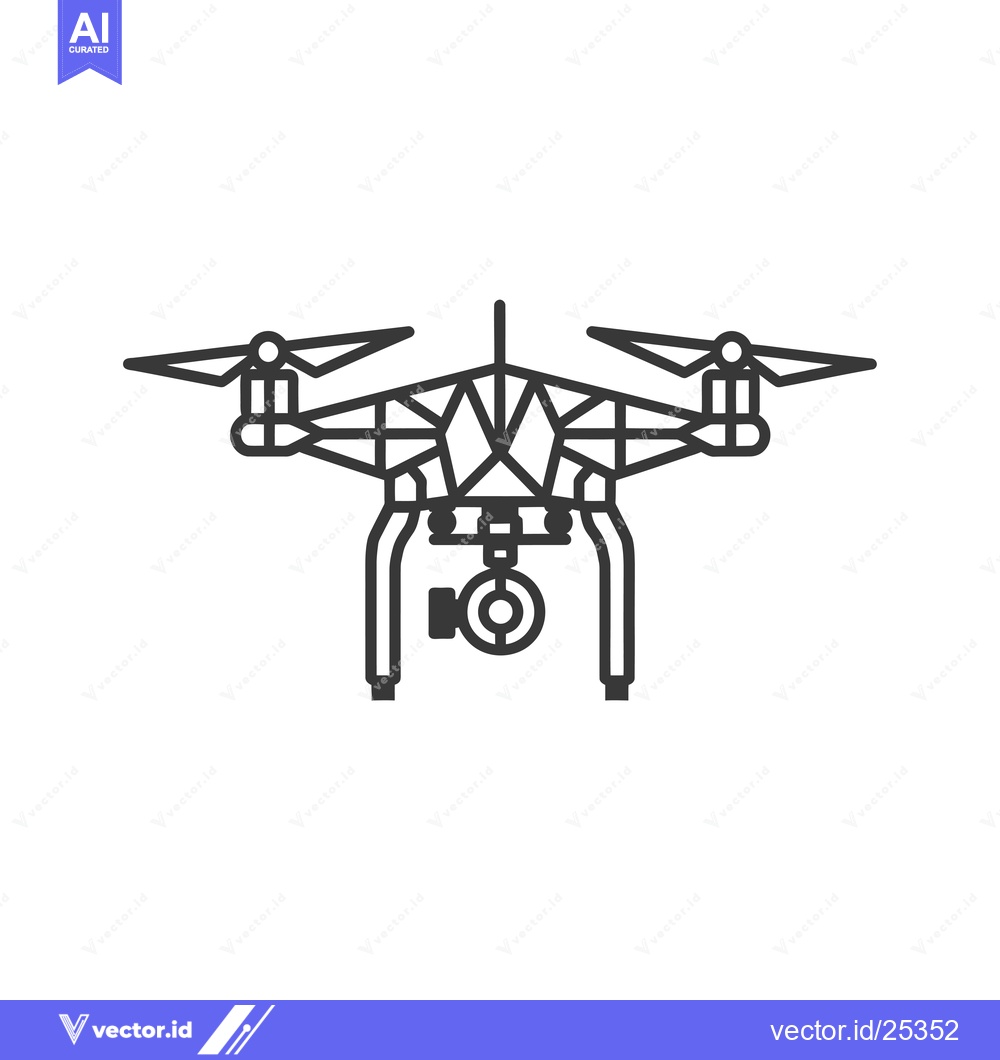 Premium Vector dari Black and White Line Drawing of a Drone with a Camera