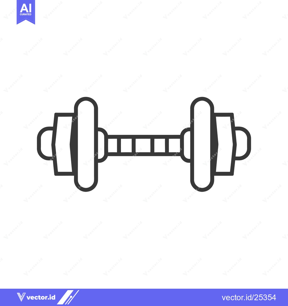 Premium Vector dari Black and White Line Drawing of a Dumbbell