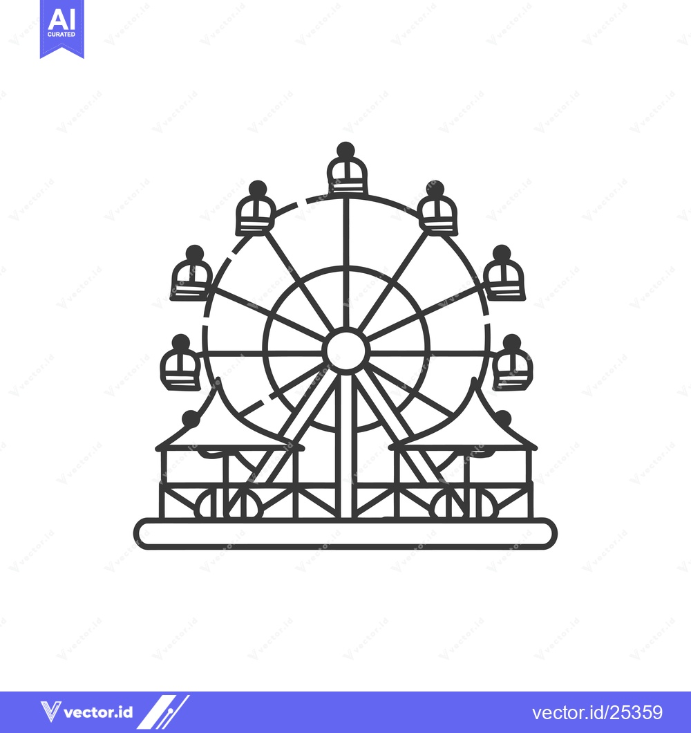 Premium Vector dari Black and White Line Drawing of a Ferris Wheel