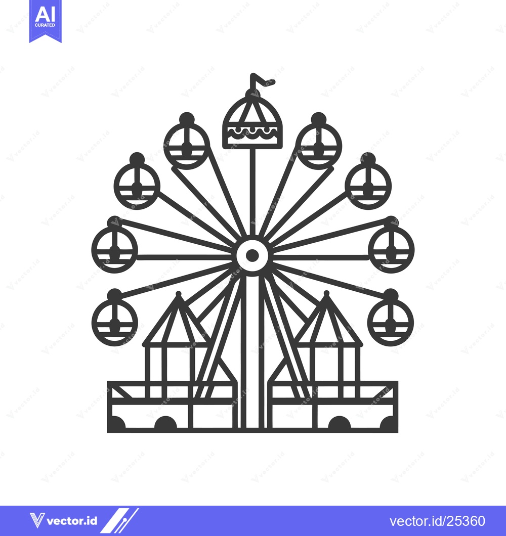 Premium Vector dari Black and white line drawing of a ferris wheel