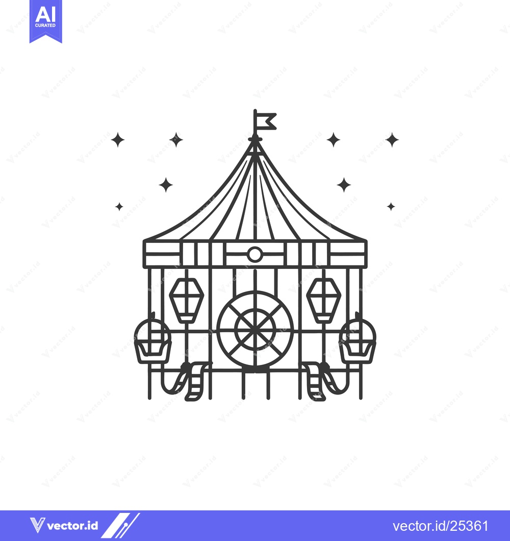 Premium Vector dari Black and White Line Drawing of a Ferris Wheel with Lights