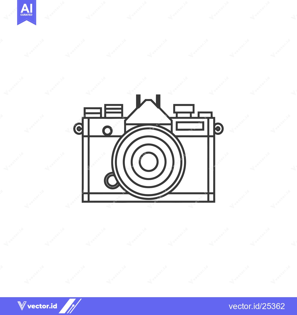 Premium Vector dari Black and White Line Drawing of a Film Camera