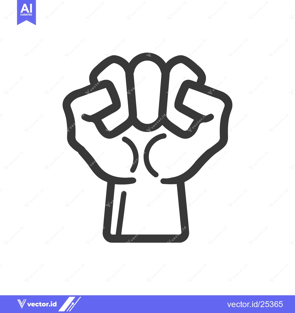 Premium Vector of Black and White Line Drawing of a Fist