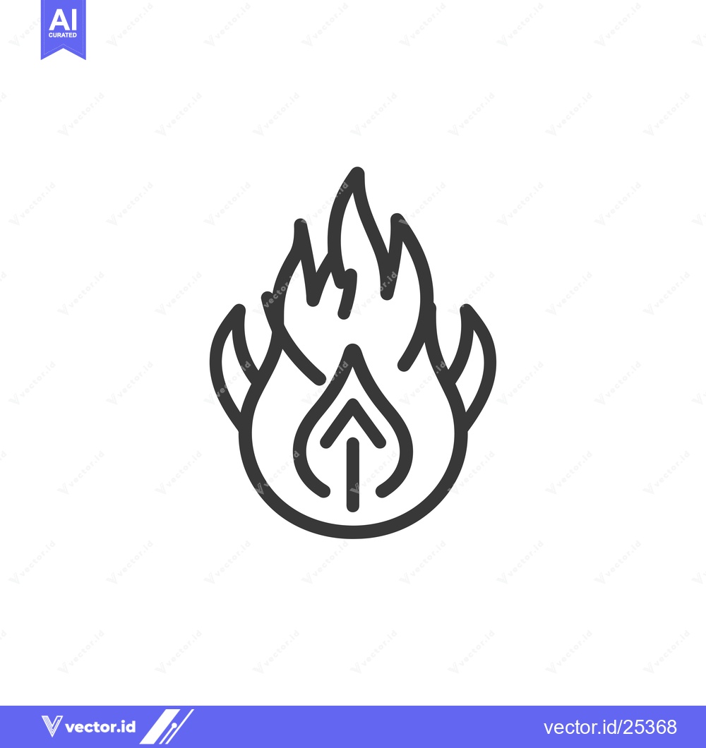 Premium Vector dari Black and white line drawing of a flame with an arrow inside