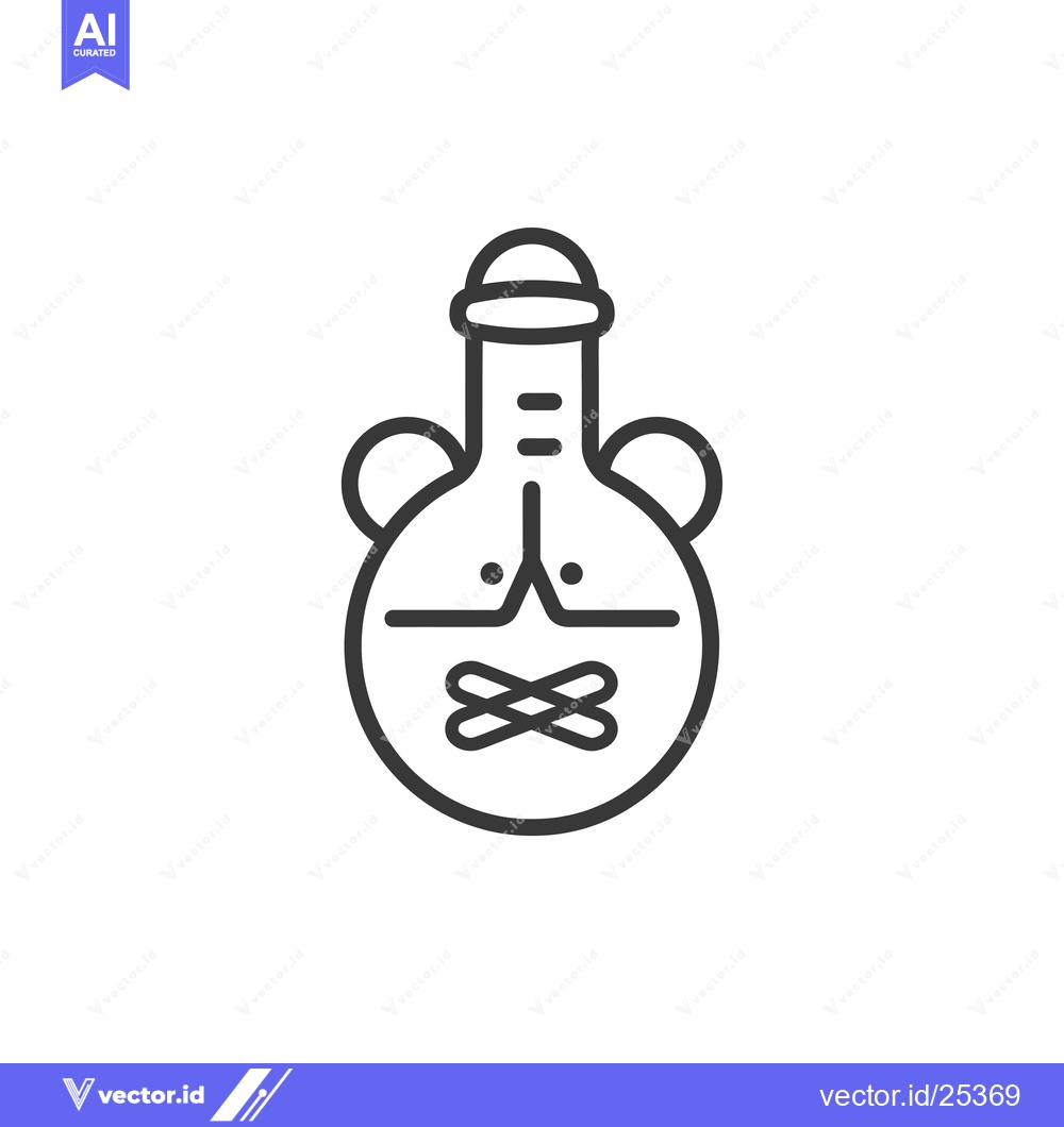 Premium Vector dari Black and White Line Drawing of a Flask with a Mouth Covered by an X