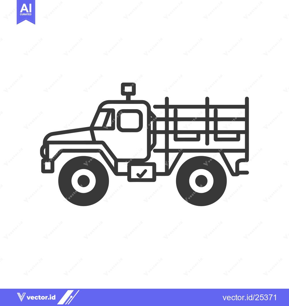 Premium Vector dari Black and White Line Drawing of a Flatbed Truck