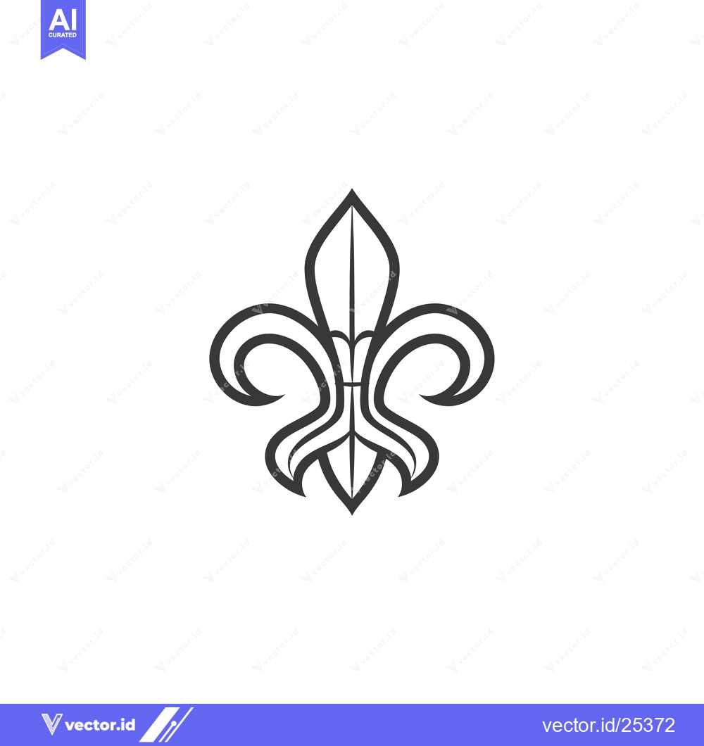 Premium Vector dari Black and White Line Drawing of a Fleur-de-lis