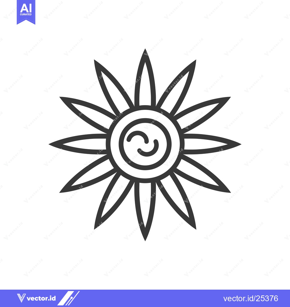 Premium Vector of Black and White Line Drawing of a Flower with a Swirl in the Center