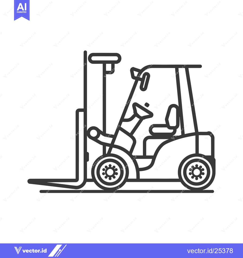 Premium Vector dari Black and White Line Drawing of a Forklift