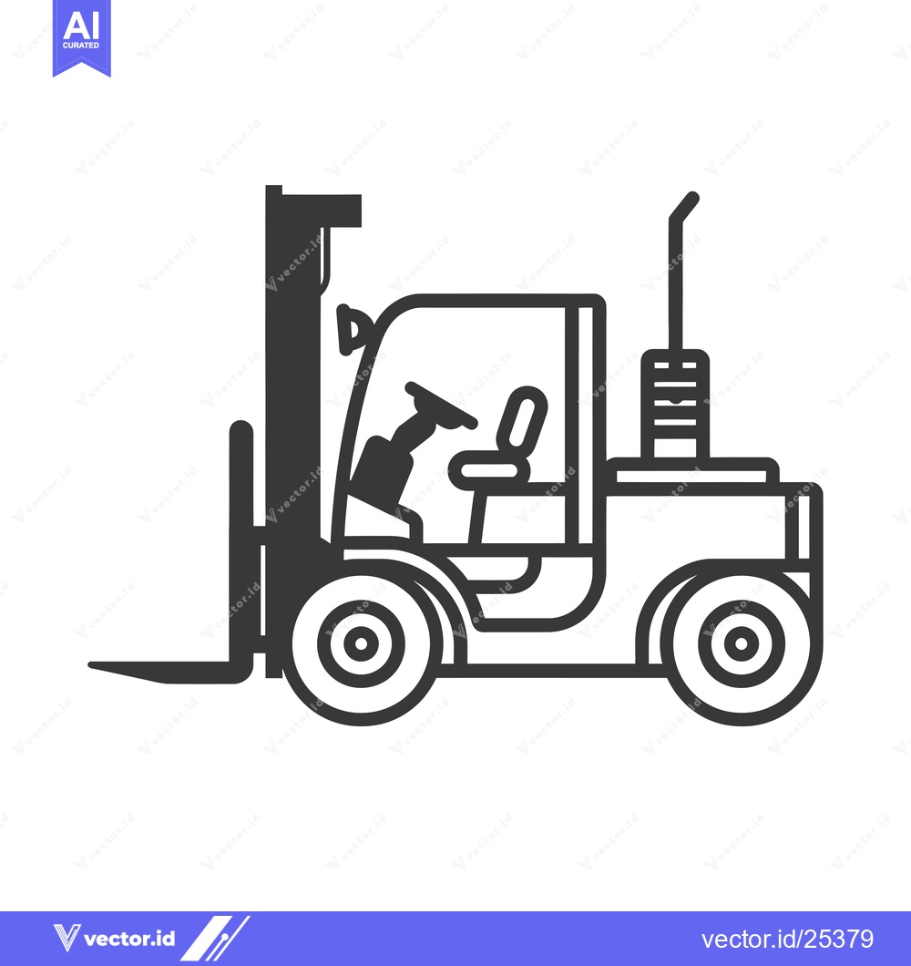 Premium Vector dari Black and White Line Drawing of a Forklift