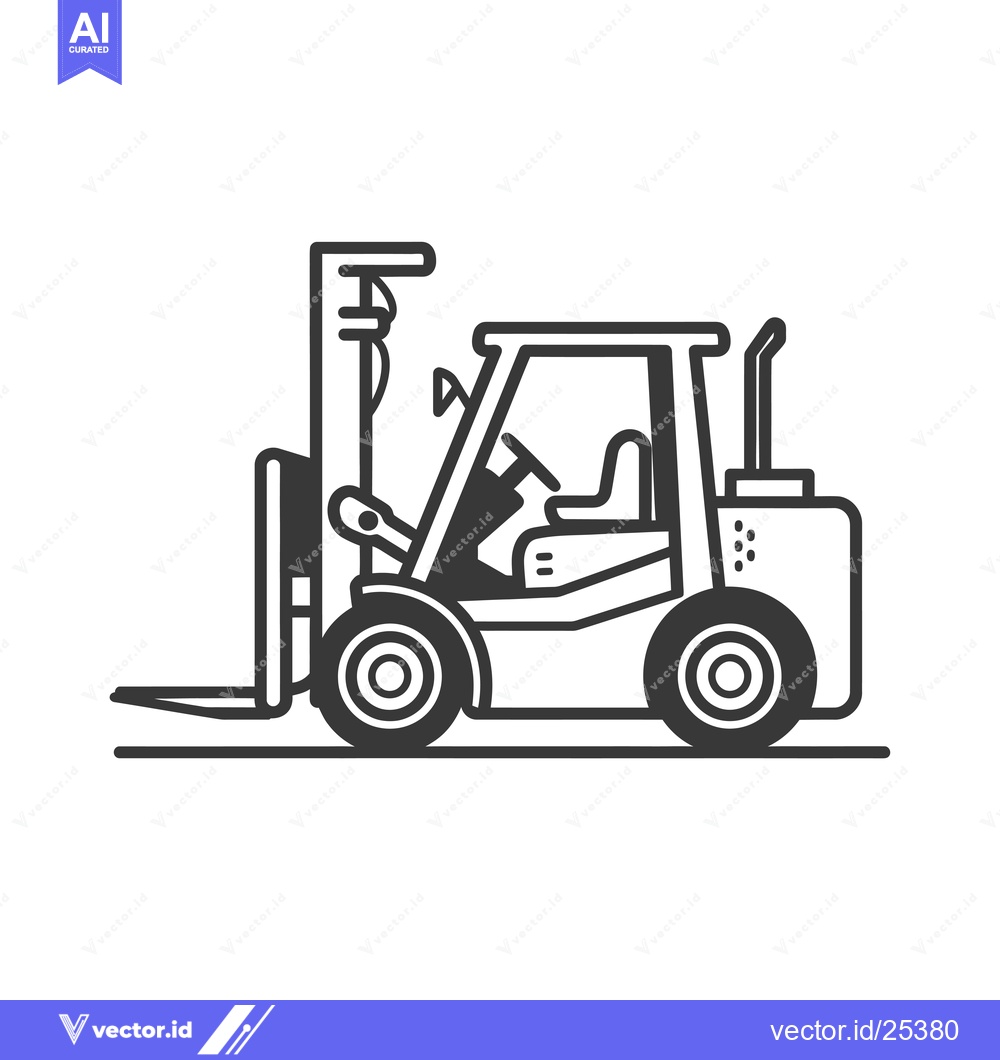 Premium Vector of Black and White Line Drawing of a Forklift