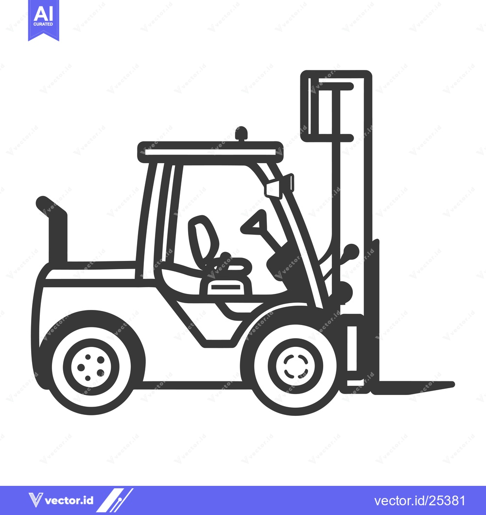 Premium Vector dari Black and White Line Drawing of a Forklift