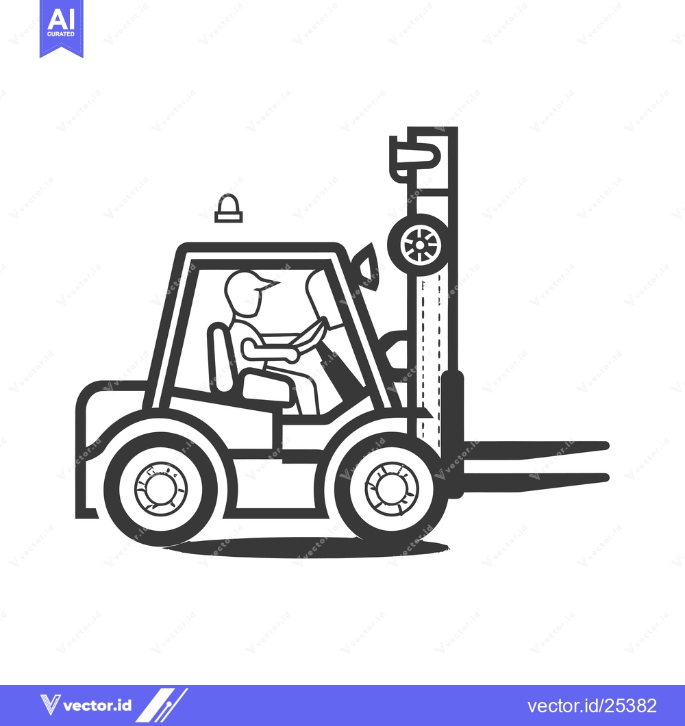 Premium Vector dari Black and White Line Drawing of a Forklift