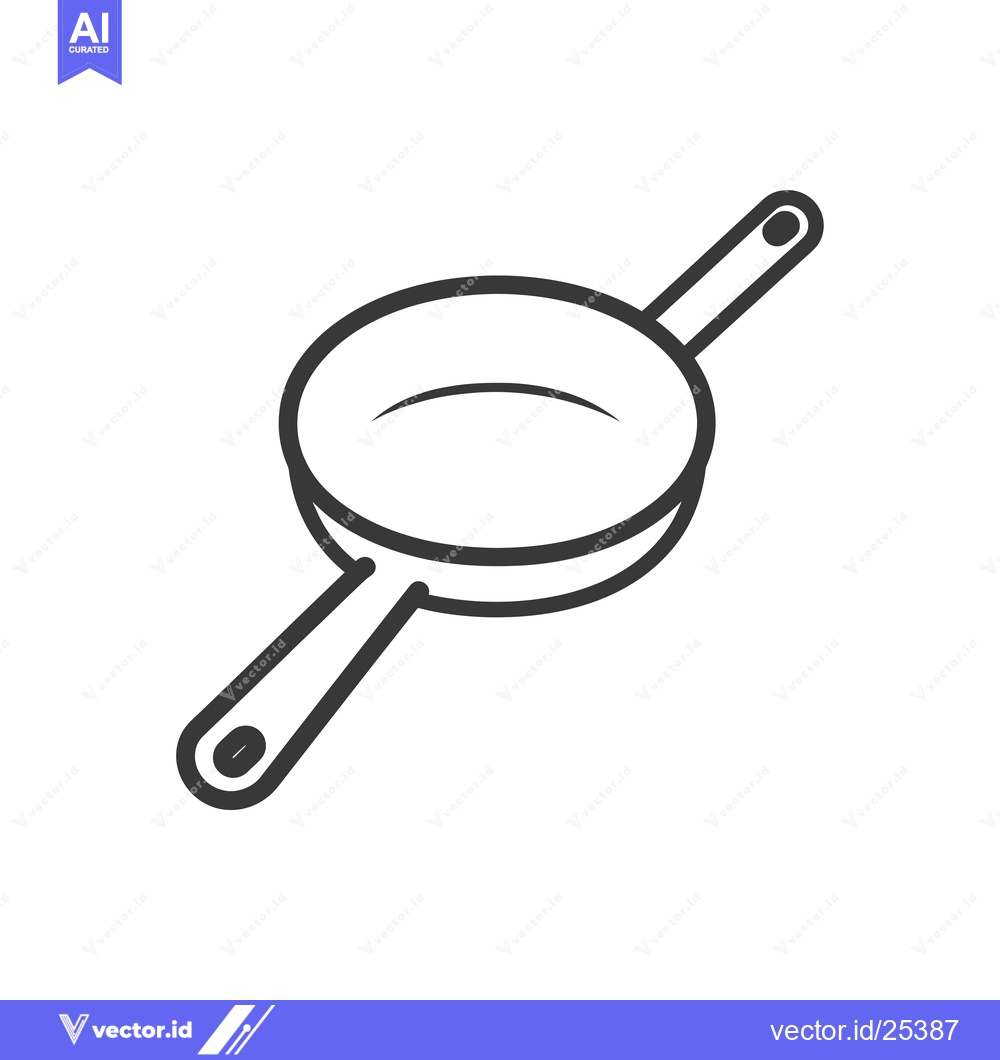 Premium Vector of Black and White Line Drawing of a Frying Pan