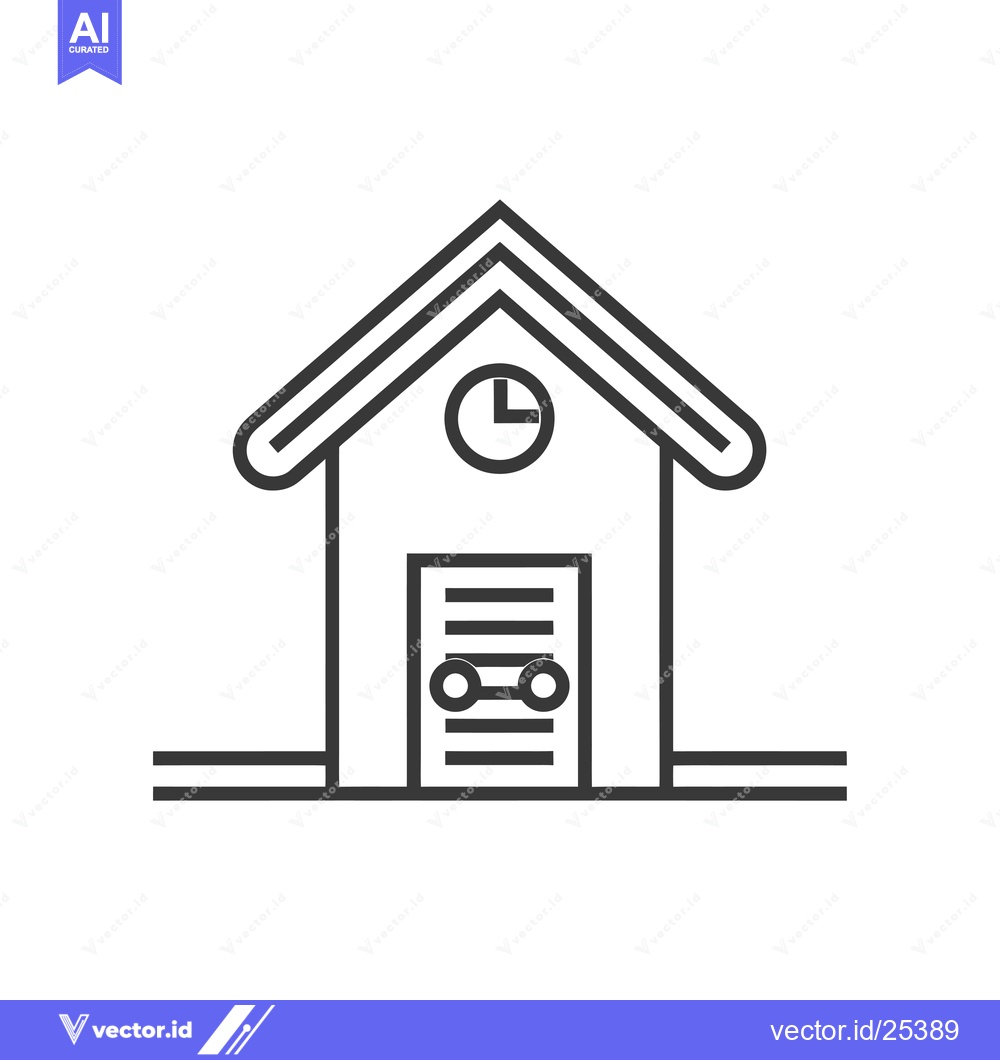 Premium Vector dari Black and White Line Drawing of a Garage with an Open Door